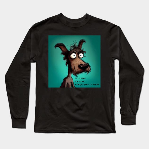 Funny dog cartoon illustration for the dog lover Long Sleeve T-Shirt by Danielleroyer